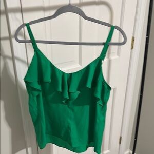 Green Ruffle Sleeveless Top
